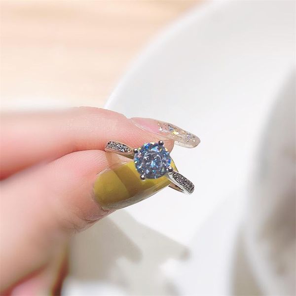 

wedding rings for women opening cubic zircon 1ct round adjustable ring senior index finger ladies jewelry accessories female bijoux, Slivery;golden