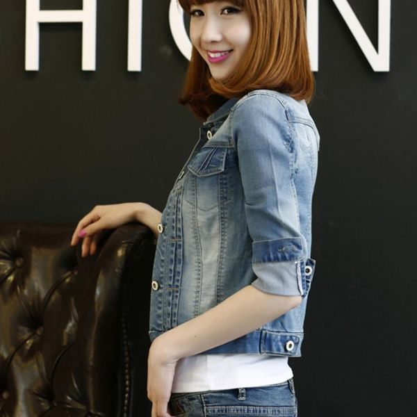

slim denim jacket women short spring and autumn women's trend ladies jackets, Black;brown