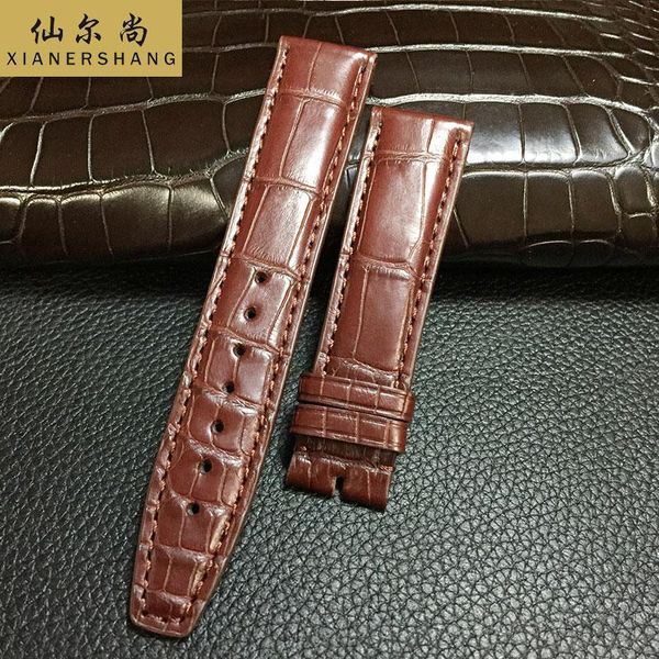 

watch bands handmade crocodile skin watchbands luxury genuine leather belt custom ingenieur family strap 20mm 22mm alligator band, Black;brown