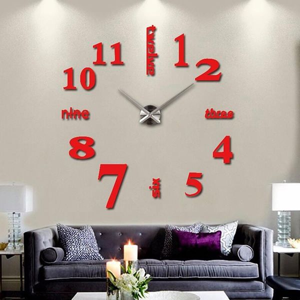

wall clocks 3d clock frameless acrylic mirror surface diy home office school decor stickers