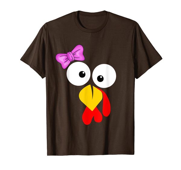 

funny turkey face girl pink bow thanksgiving daughter gift t-shirt, White;black