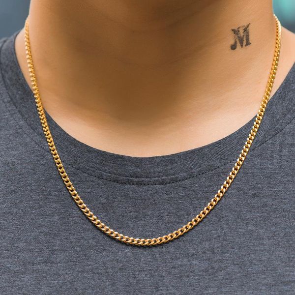 

pendant necklaces 3mm cuban link chain dad jewelry, Silver