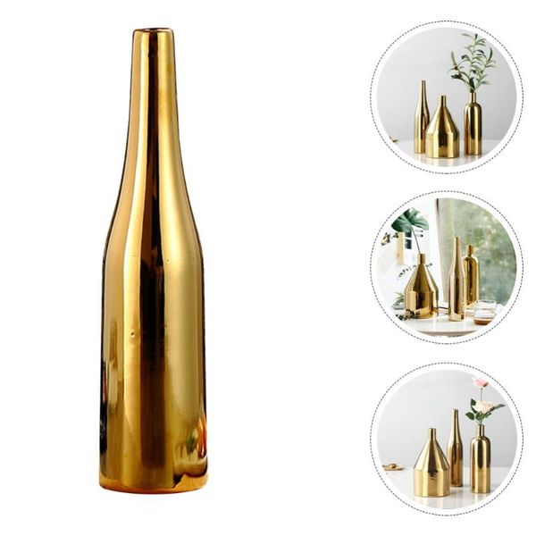 

vases 1pc decorative vase flower arrangement bottle decor home (golden)