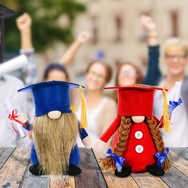 

party decoration blue red graduation trencher cap faceless rudolf doll toy