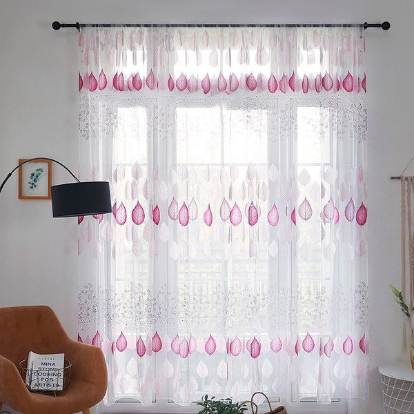 

curtain & drapes white tulle print pastoral elegant willow leaves floral transparent decor for spring parlour livingroom bedroom