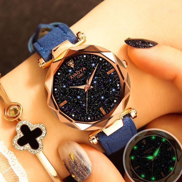 

wristwatches watches women luxury starry sky wrist watch for leather romantic rhinestone designer ladies female clock, Slivery;brown