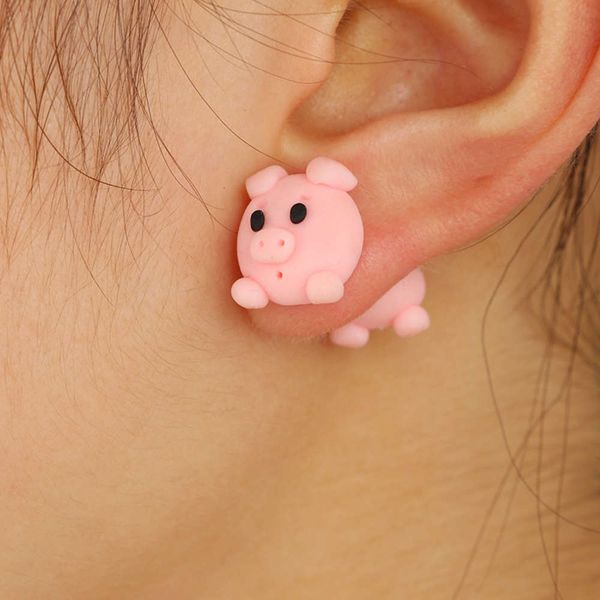 

soft pottery pig earrings cute body piercing pink soft earrings cartoon animal