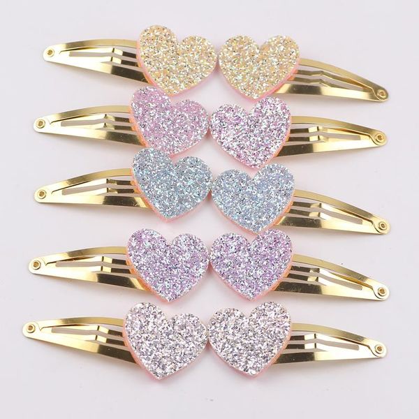 

hair accessories 10pcs/lot small size girls hairclips glitter heart birthday gift baby kids clip for children, Slivery;white