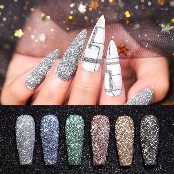 

crystal diamond nail powder drilling colorful sequins flash glitter shiny art set1, Silver;gold