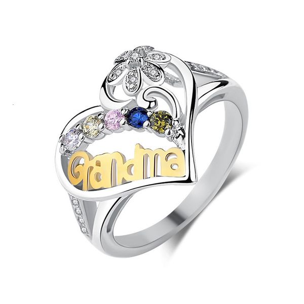 

ring beset plated selling beautiful creative jewelry heart-shaped love zircon letter color separation women's accessories alloy, Silver