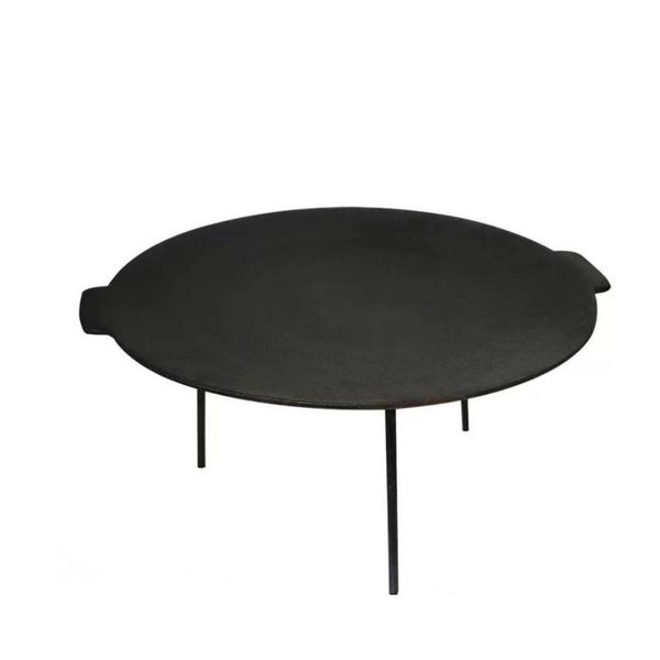 

45cm outdoor camping barbecue rack cast iron grill pan with three removable legs pans