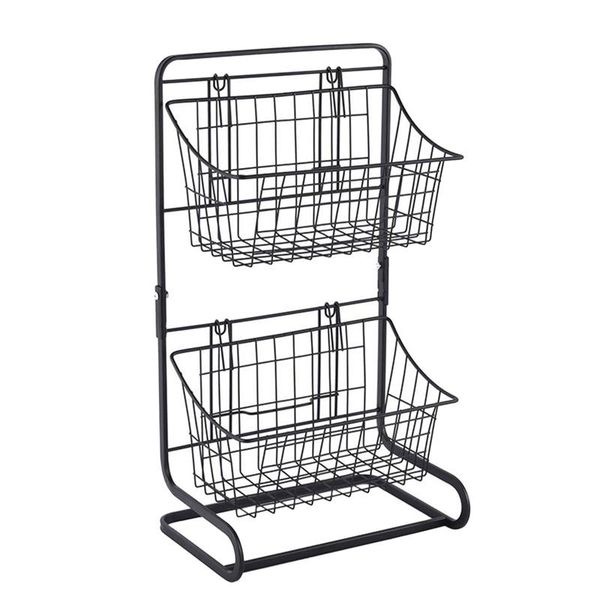 

kitchen storage & organization 2 tier metal basket fruit vegetable snacks shelf holder bathroom counterorganizer stand