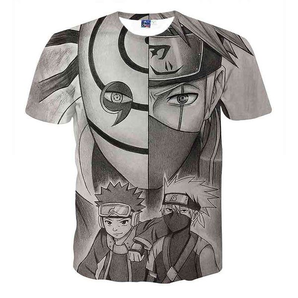 

new japanese manga naruto 3d printing men and women s novelty casual young summer t-shirt for kid, White;black