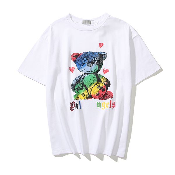 

mens t shirt Palms Angels Clothing Spring summer color bear pattern colorful letter printing short loose-sleeved T-shirt men and women half-sleeved, White;black