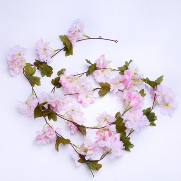 

210cm silk sakura cherry blossom vine lvy wedding arch decorations layout home party rattan wall hanging garland wreath slingers decorative