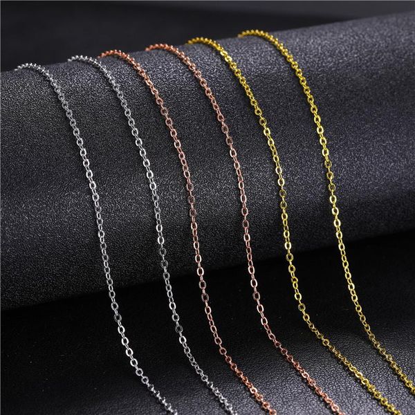 

jewelry handemade copper necklace for women curb cuban link chain chokers vintage black gold tone solid metal chains, Silver