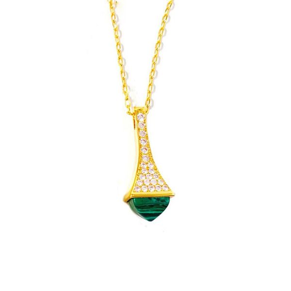 

pendant necklaces fashion micro pave 3a cubic zirconia malachite pagoda necklace for women jewelry, Silver