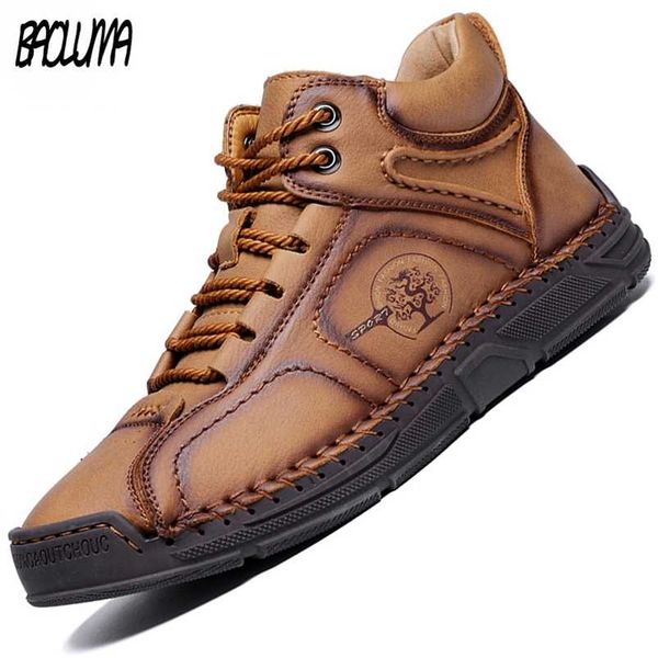 

classic casual men's ankle boots leather waterproof autumn outdoor men motorcycle 211216, Black