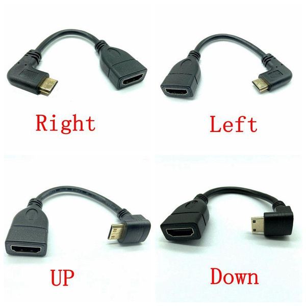 

up down right left 90 angled mini -compatible to -male female cable 10cm for lappc hdtv type c angle adapter audio cables & conn connect