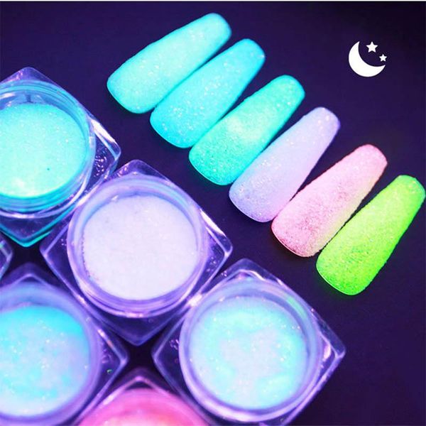 

*1pcs disco powder nail neon sugar super flash manicure dust in the bar glow dark *** glitter, Silver;gold