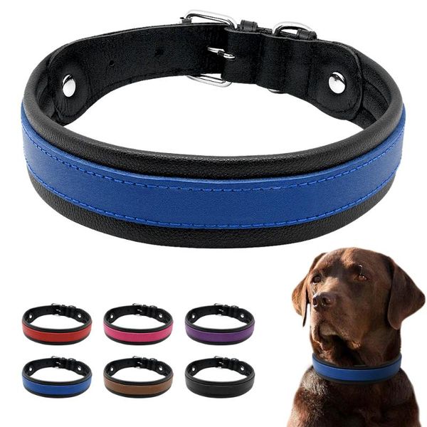 

soft genuine leather pet dog collars big collar adjustable for medium large dogs pitbull labrador rottweiler & leashes
