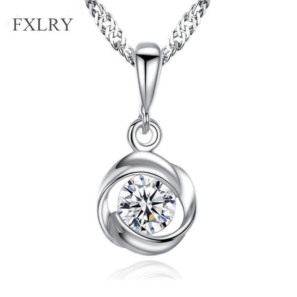 

pendant necklaces fxlry design fashion women silver color micro paved zircon single eight hearts and arrows neckl