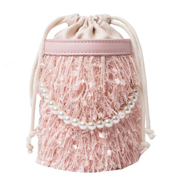 

women's pearl cotton shoulder strap, casual cross bag with tassels, fashionable evening bags