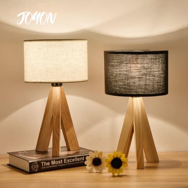 

table lamps e27 110v 220v wooden lamp with fabric lampshade wood bedside desk lights modern book reading lighting fixture