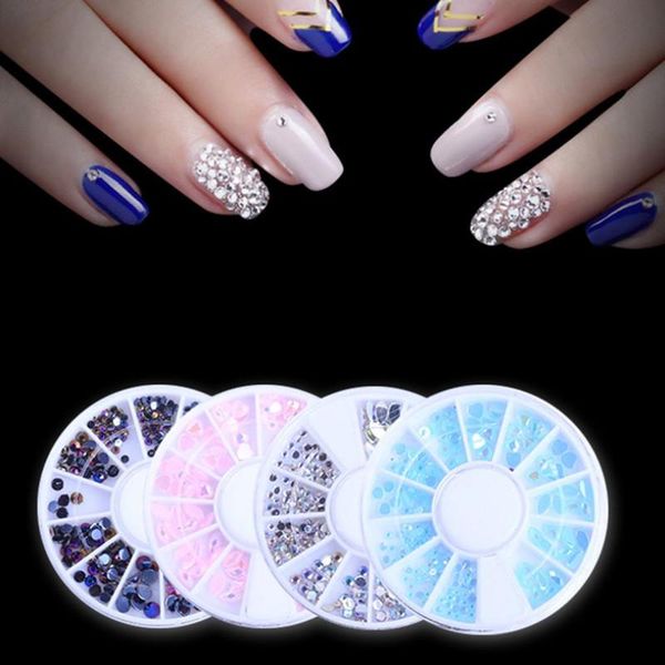 

nail art decorations 4 colors/set ab crystal horse eye heart round shape flat back acrylic non fix jelly rhinestones for 3d, Silver;gold