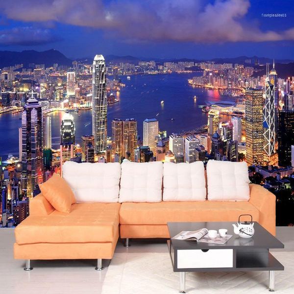 

drop modern 3d city night view custom po wallpaper mural background for bedroom walls 3 d11