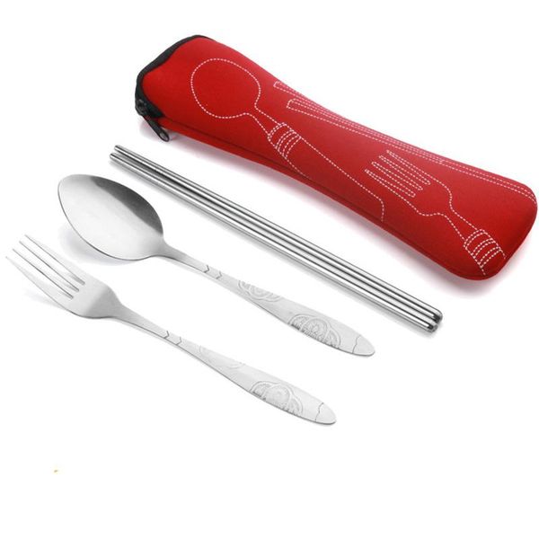 

dinnerware sets 3pcs/set stainless steel travel camping picnic flatware cutlery portable dining tools