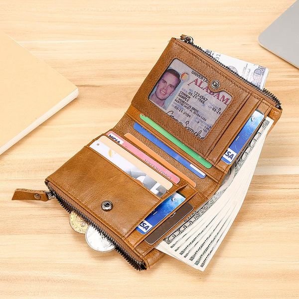 

wallets small men's genuine leather purse for men 2021 male coin business card holders fashion luxury solid murse wallet, Red;black