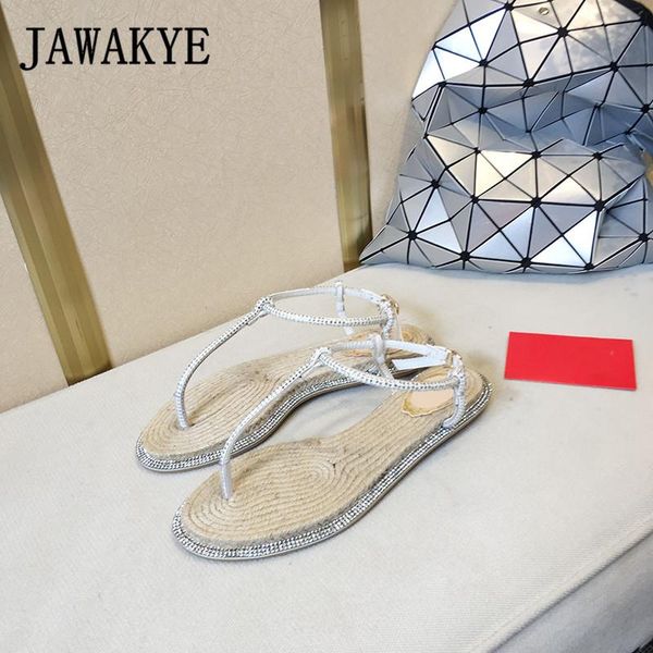 

crystal studded flip flops flat sandals women black white pink sliver ankle strap beach shoes summer for