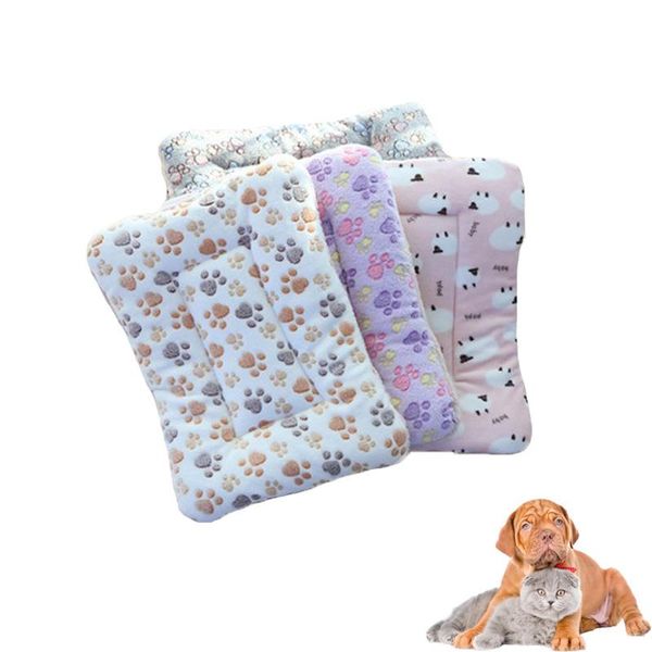 

kennels & pens pet dog plush sleeping mat winter thicken warm cat blanket print puppy sleep bed for small medium large dogs