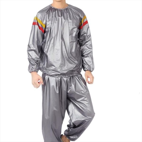 

pvc fitness clothes sports men tracksuits suit red and yellow sweating sauna slimming dropshipping two piece, Gray