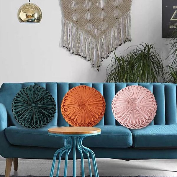 

pillow european style round seat cushion back as sofa bed velvet fabric pumpkin