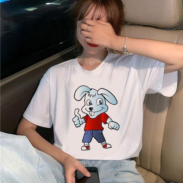 

cute rabbits painted men mens t shirts aesthetic harajuku vintage fashion tees female tumblr clothi, White;black