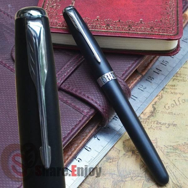 

frosted black and silver 18kgp fine nib fountain pen arrow clip blue green red white wine golden 9 colors for choose pens