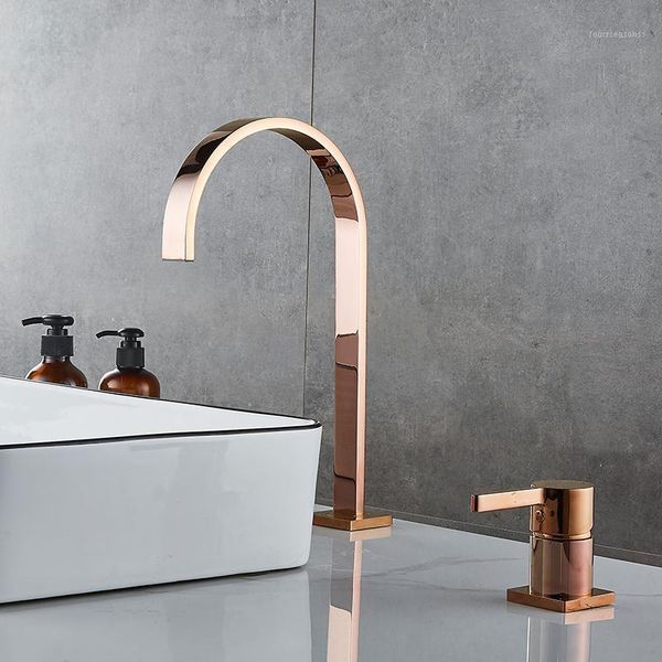 

bathroom faucet basin sink tap and cold bath mixer brass single handle two hole high curved water faucets1