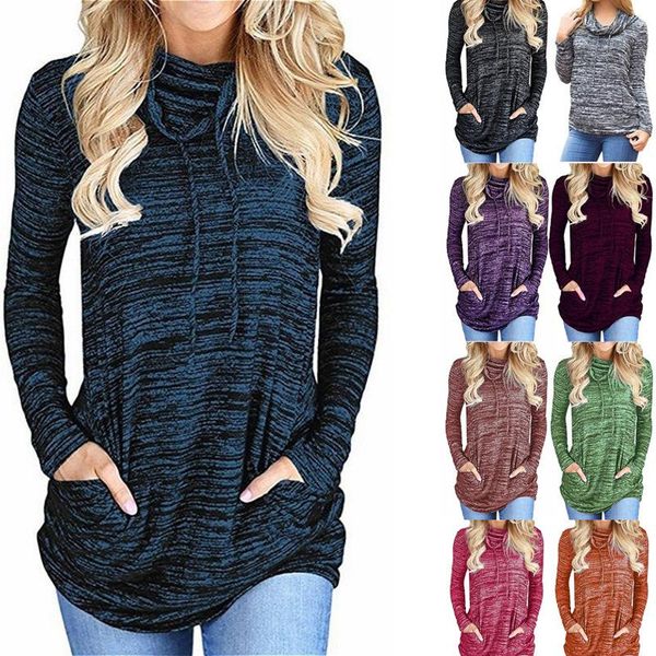 

spring autumn sports wind women pile collar pocket loose t-shirt plus size women's, White