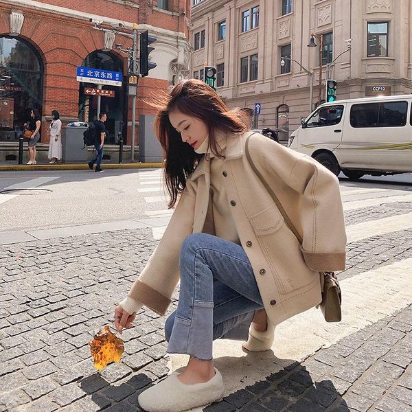

women's knits & tees women 2021 autumn winter korean solid color cardigans female loose mink velvet coats ladies short warm sweater jac, White