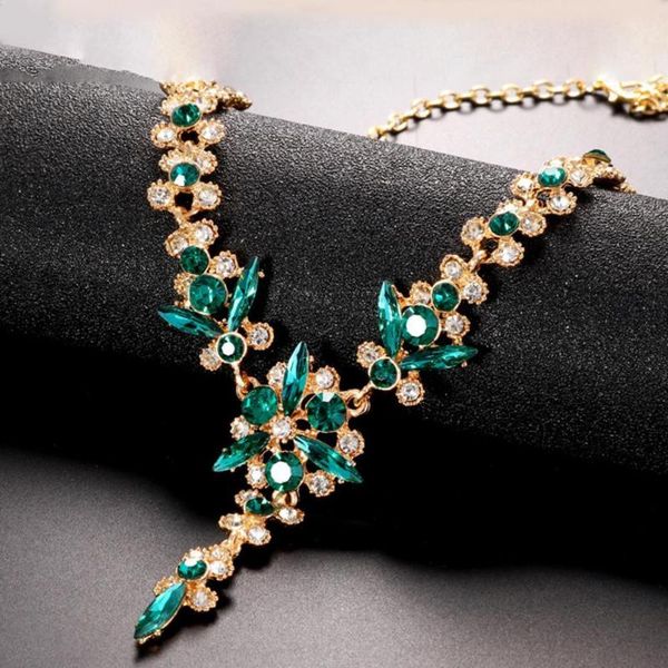 

earrings & necklace 1 set bridal flower rhinestone jewelry adjustable electroplating for wedding, Silver