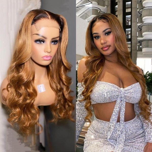 

synthetic wigs 26inch long body wave ombre honey blonde lace front wig babyhair for black women heat resistant preplucked ship