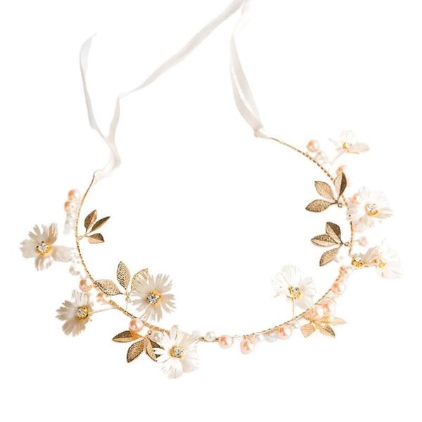 

hair clips & barrettes flower pearl soft chain headband wreath brides wedding accessories, Golden;silver