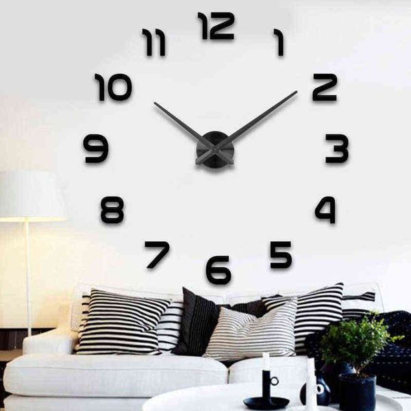Puntatore in argento nuova vendita orologi da parete orologi reloj de pared orologio 3d fai da te adesivi specchio acrilico quarzo decorazione domestica moderna H1230