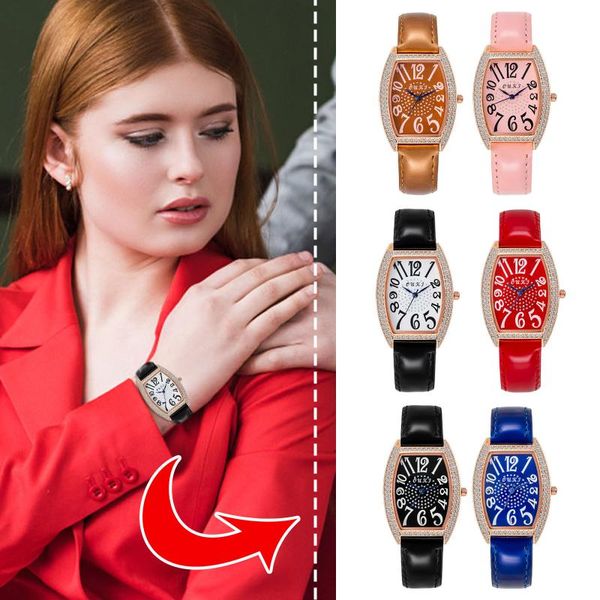 

wristwatches fashion watch for women light luxury rhinestone dial case female casual square watches quartz wristwatch leather, Slivery;brown