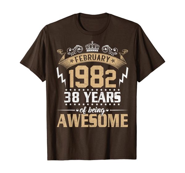 

vintage 38th birthday gift idea february 1982 38 years old t-shirt, White;black