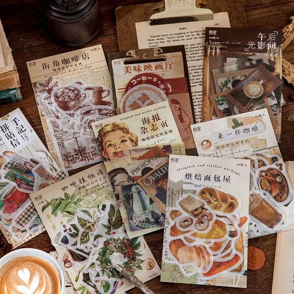 

gift wrap 8 design coffee research institute series retro mini washi paper sticker decoration diy handbook material