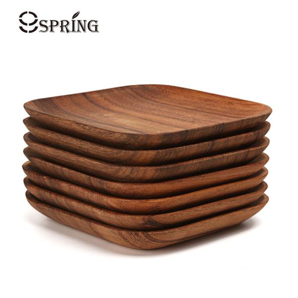 

dishes & plates 2pcs square wooden plate set premium acacia wood cake dessert serving tray sushi dinnerware tableware