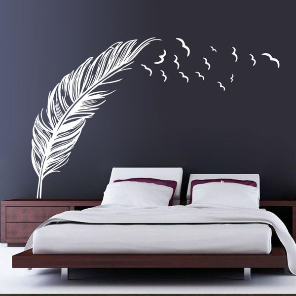 

wall stickers creative birds flying feather sticker home bedroom living room modern tattoo art decor window